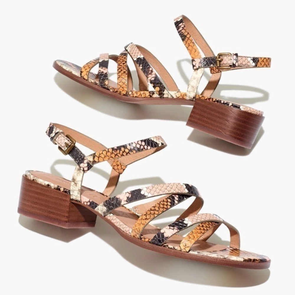 Madewell The Lori Sandal in Snake Embossed Leather 7.5